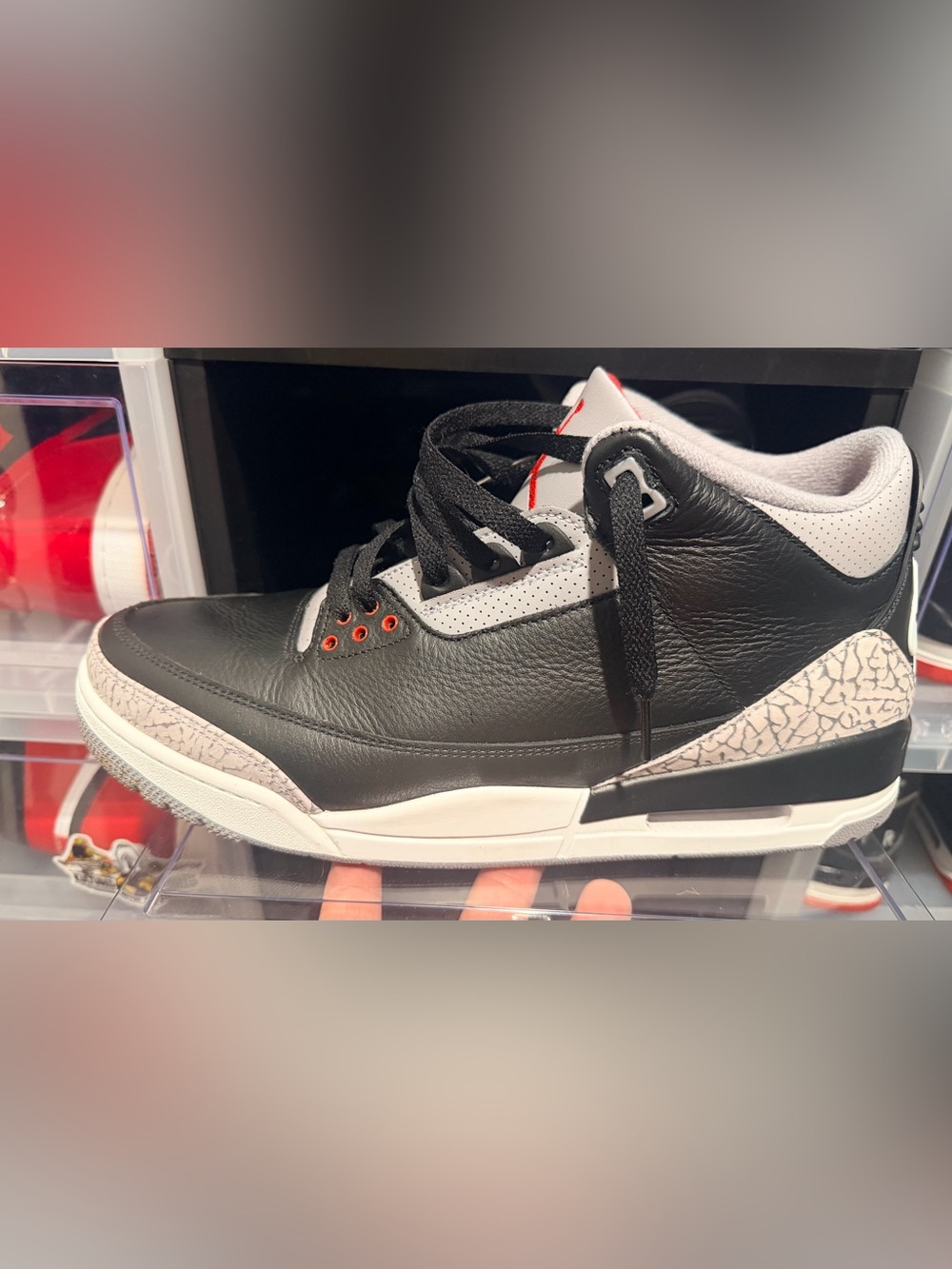 Jordan 3 retro OG: Nike Red and White Athletic Sneaker Inner Tag Detail